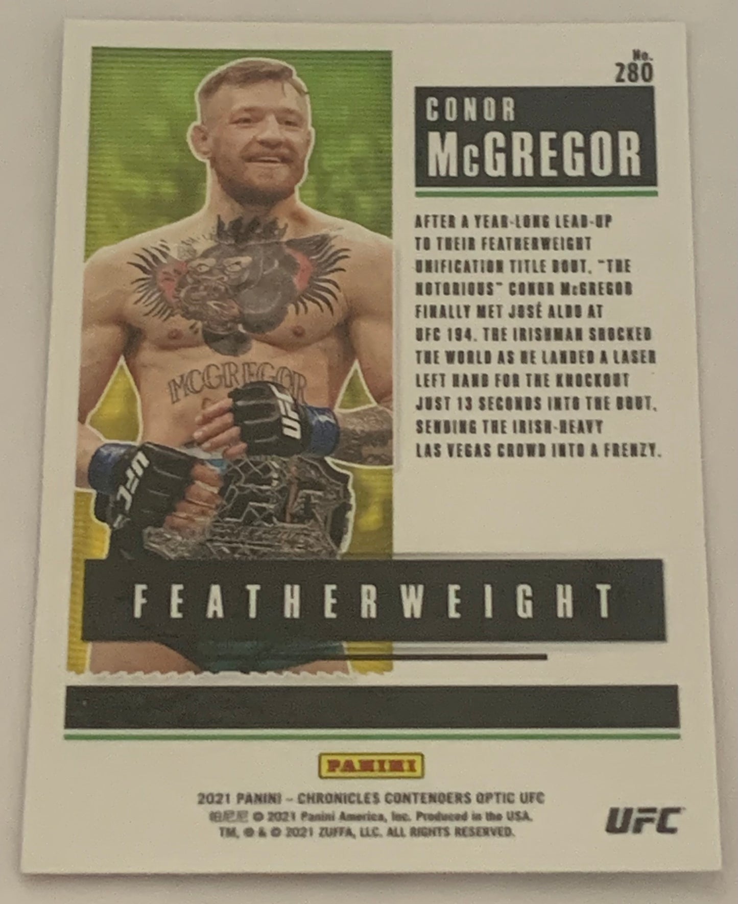 Conor McGregor 2021 UFC Panini Chronicles Contenders Optic chrome Card
