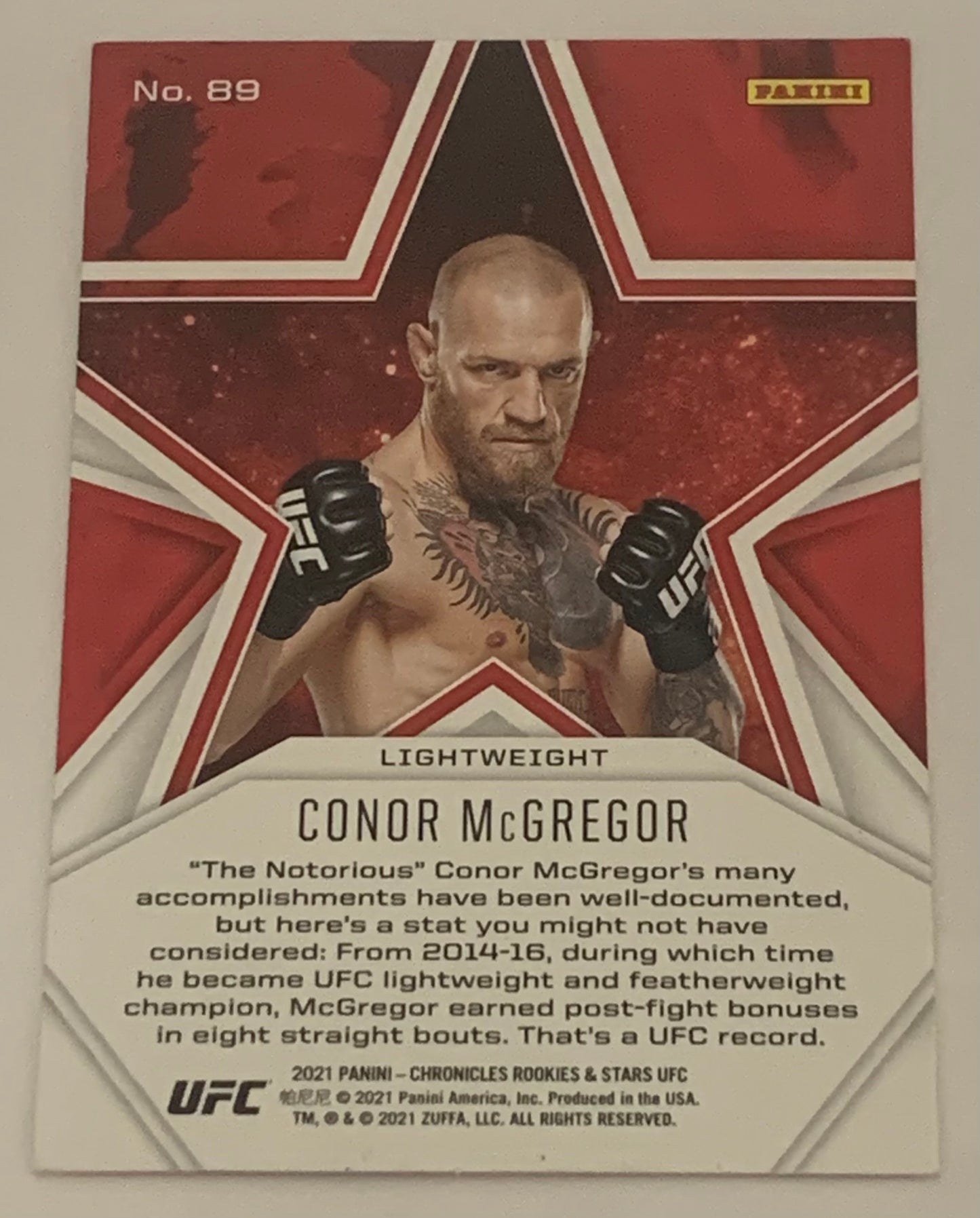 Conor McGregor 2021 UFC Panini Chronicles Rookies & Stars Card