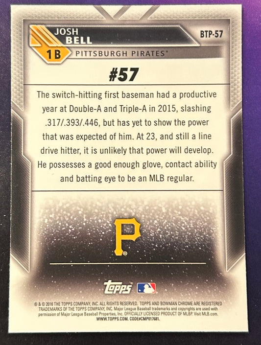 * Josh Bell 2016 Bowman “Bowman Scouts Top 100” Baseball Card PIRATES