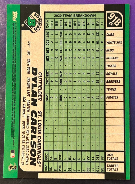 * Dylan Carlson 2021 Bowman Chrome (1991 Throwback) ROOKIE Refractor CARDINALS