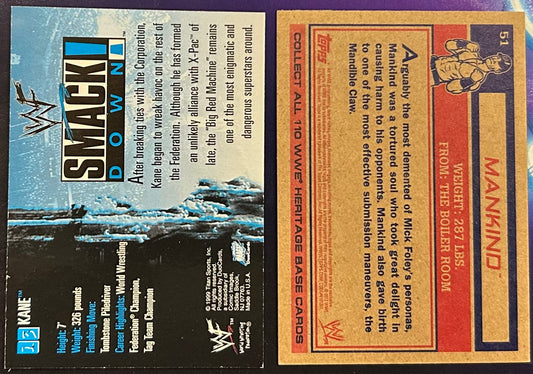 * Kane & Mankind WWE Topps Card Lot (2)