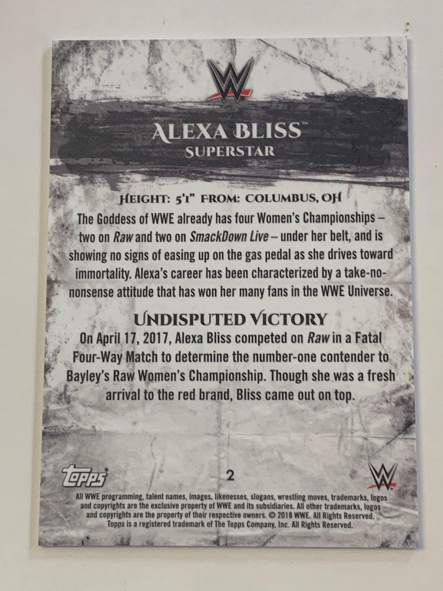 Alexa Bliss 2018 WWE Topps Undisputed Card!!!