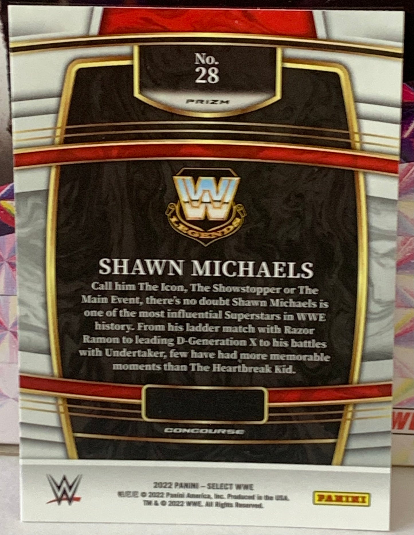 Shawn Michaels HBK 2022 WWE Panini Select Orange Wave Refractor Card