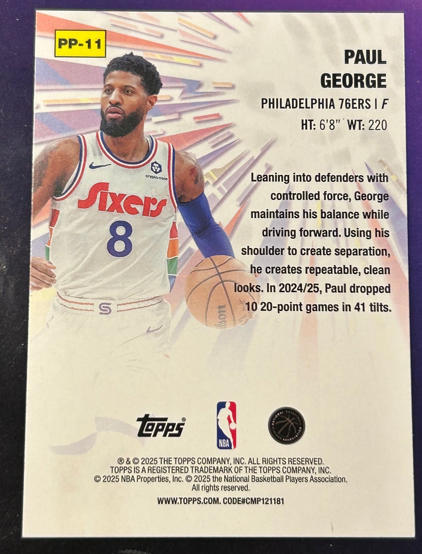 * Paul George 2025-26 Topps NBA “Power Players” Insert Card 76ers