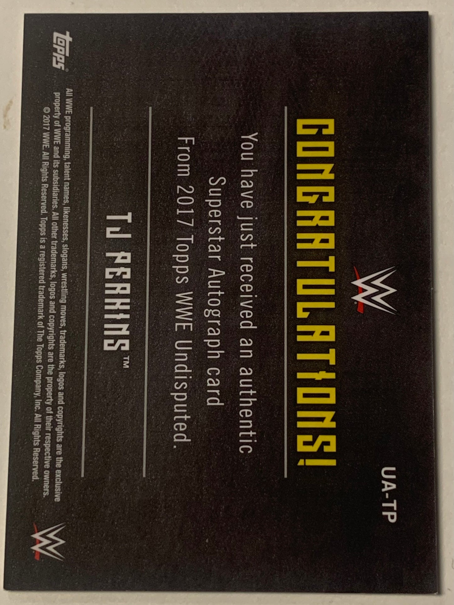 TJ Perkins 2017 WWE Topps Undisputed Signed “On Card” #/199