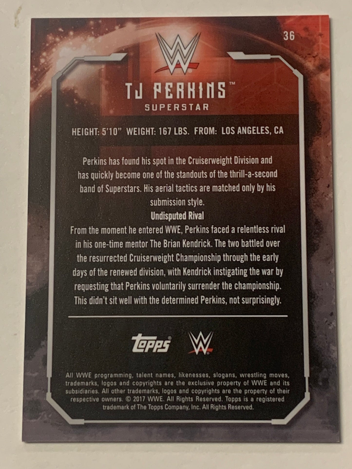 TJ Perkins 2017 WWE Topps Undisputed Parallel ROOKIE Card #8/50