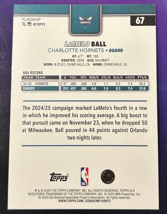 * LaMelo Ball 2025-26 Topps NBA Card CHARLOTTE HORNETS