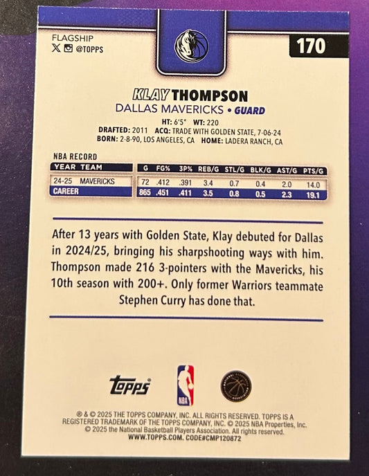* Klay Thompson 2025-26 Topps NBA Card DALLAS MAVERICKS