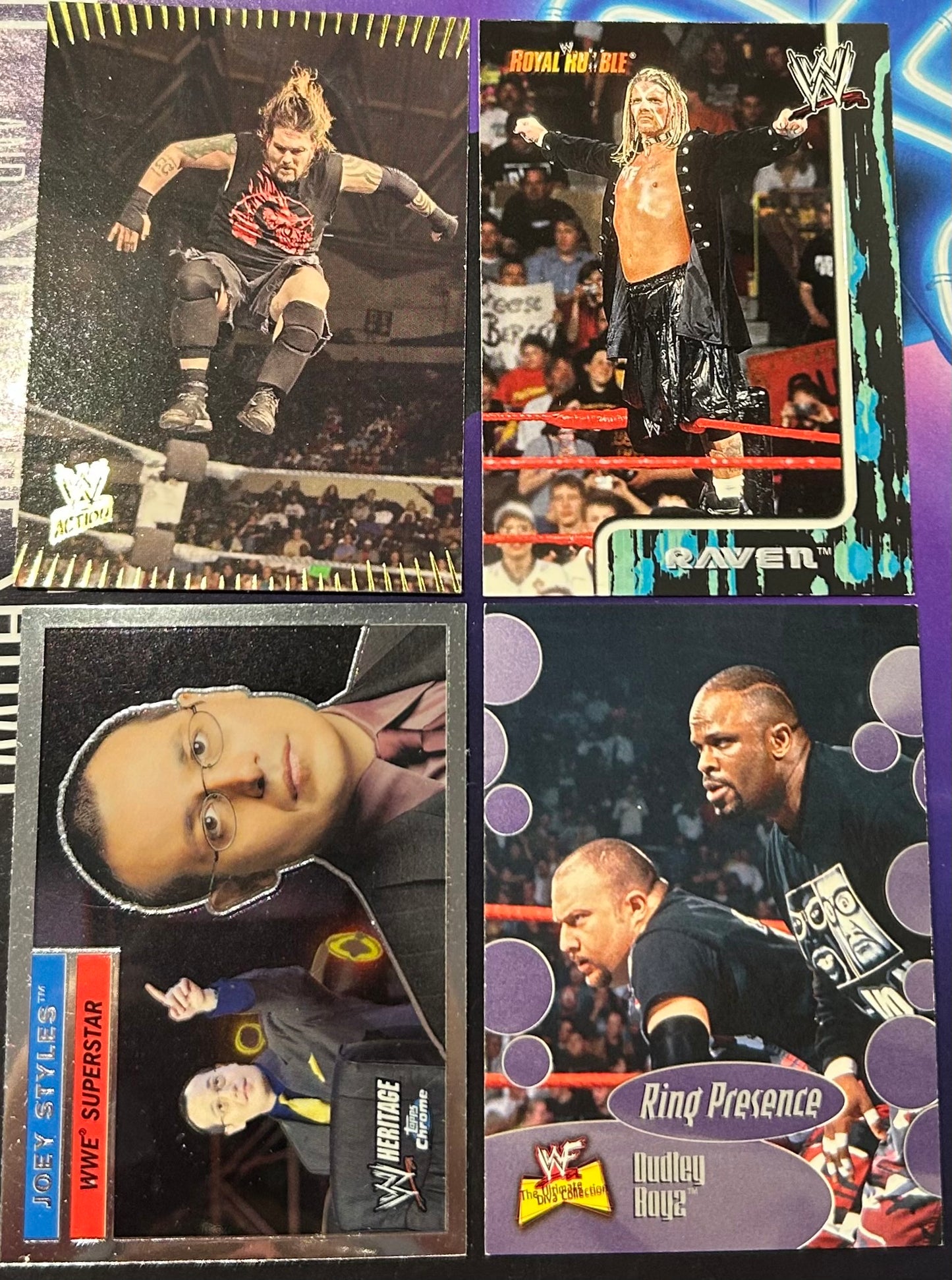 * ECW WWE Card Lot (4) Dudley Boyz, Joey Styles, Raven, Balls Mahoney