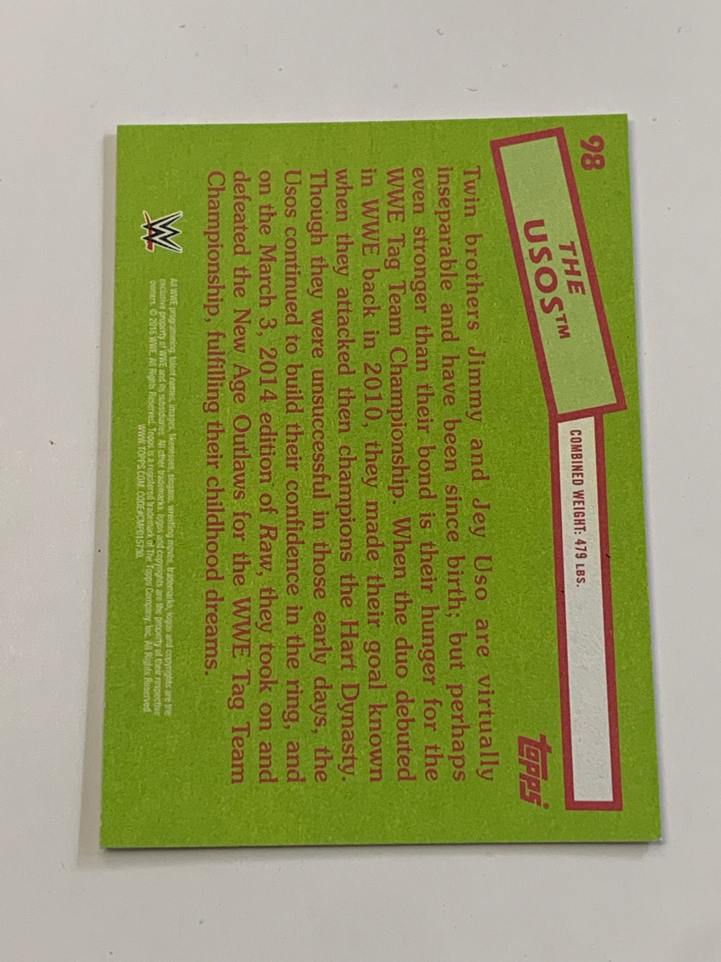 The Usos (Jimmy & Jey Uso) 2015 WWE Topps Heritage BLOODLINE