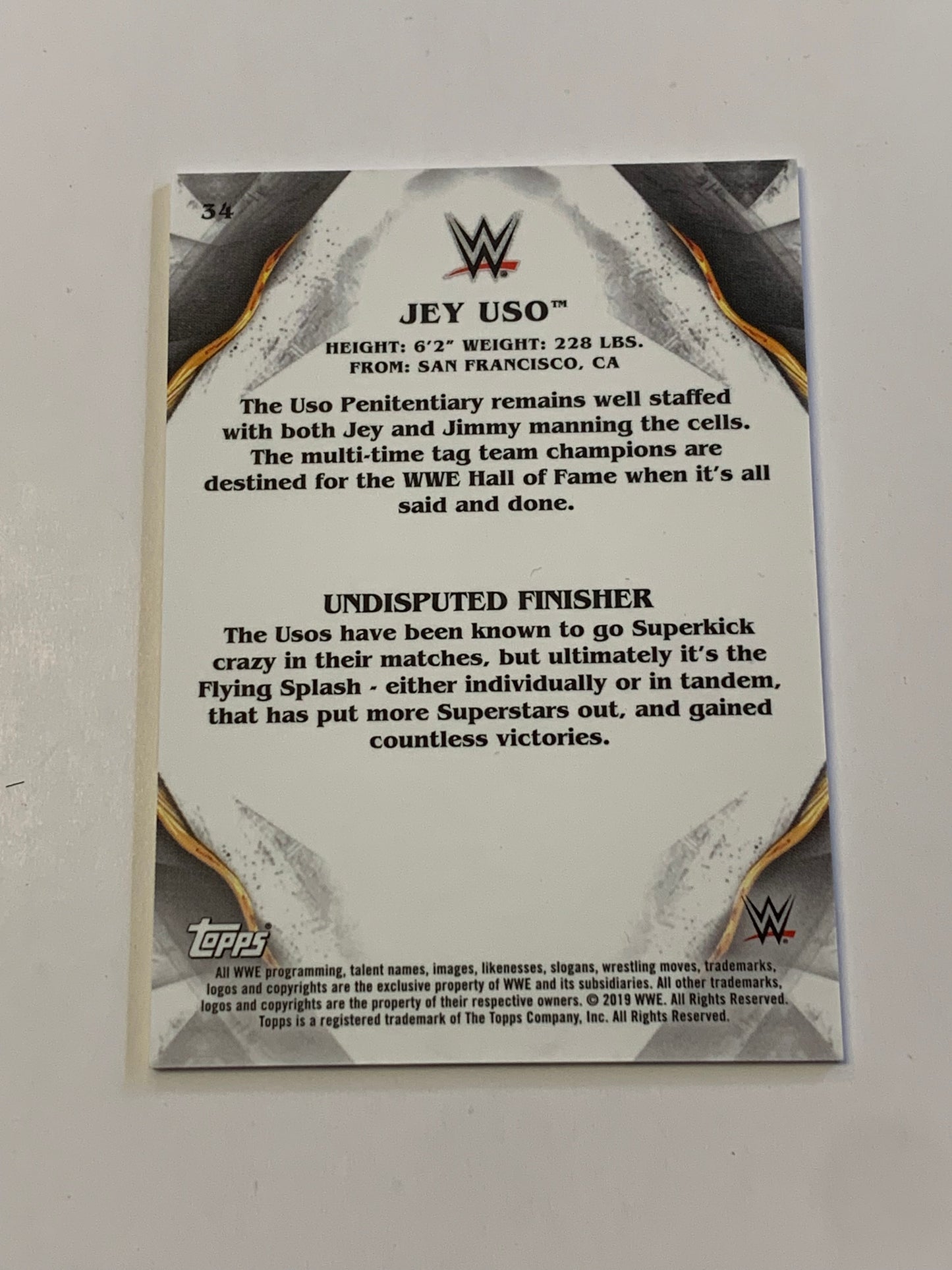 Jey Uso 2019 WWE Topps Undisputed Card BLOODLINE
