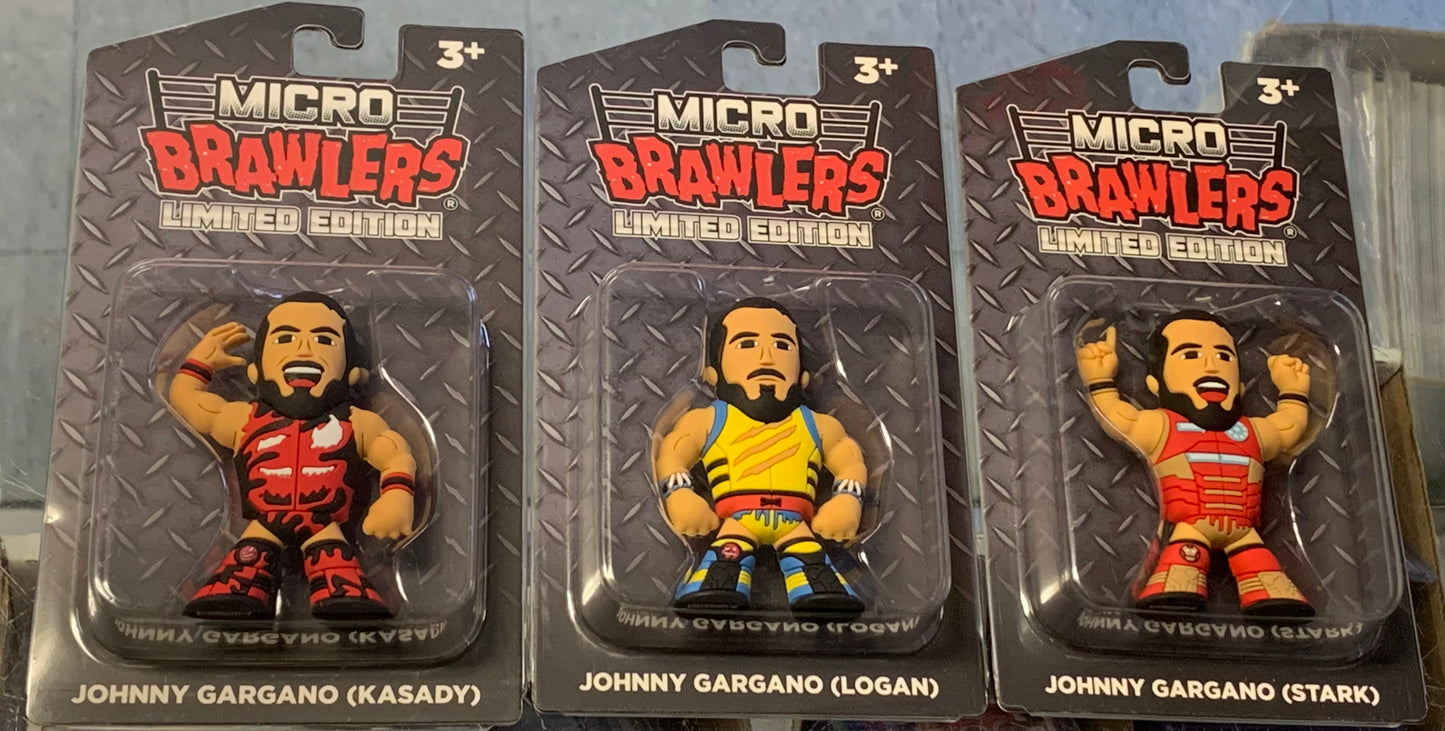 Johnny Gargano Lot of 3 Limited Edition Micro Brawlers (Johnny Wrestling)