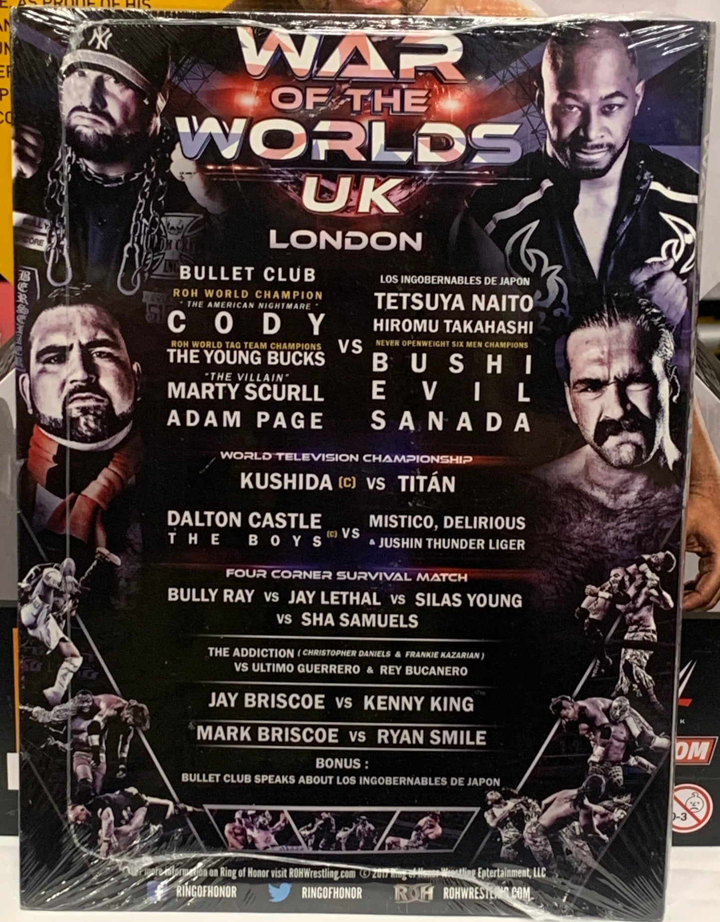 ROH Ring of Honor DVD “War of the Worlds UK, London” 8/18/2017 (Bullet Club, Cody, Young Bucks, Takahashi, Naito)