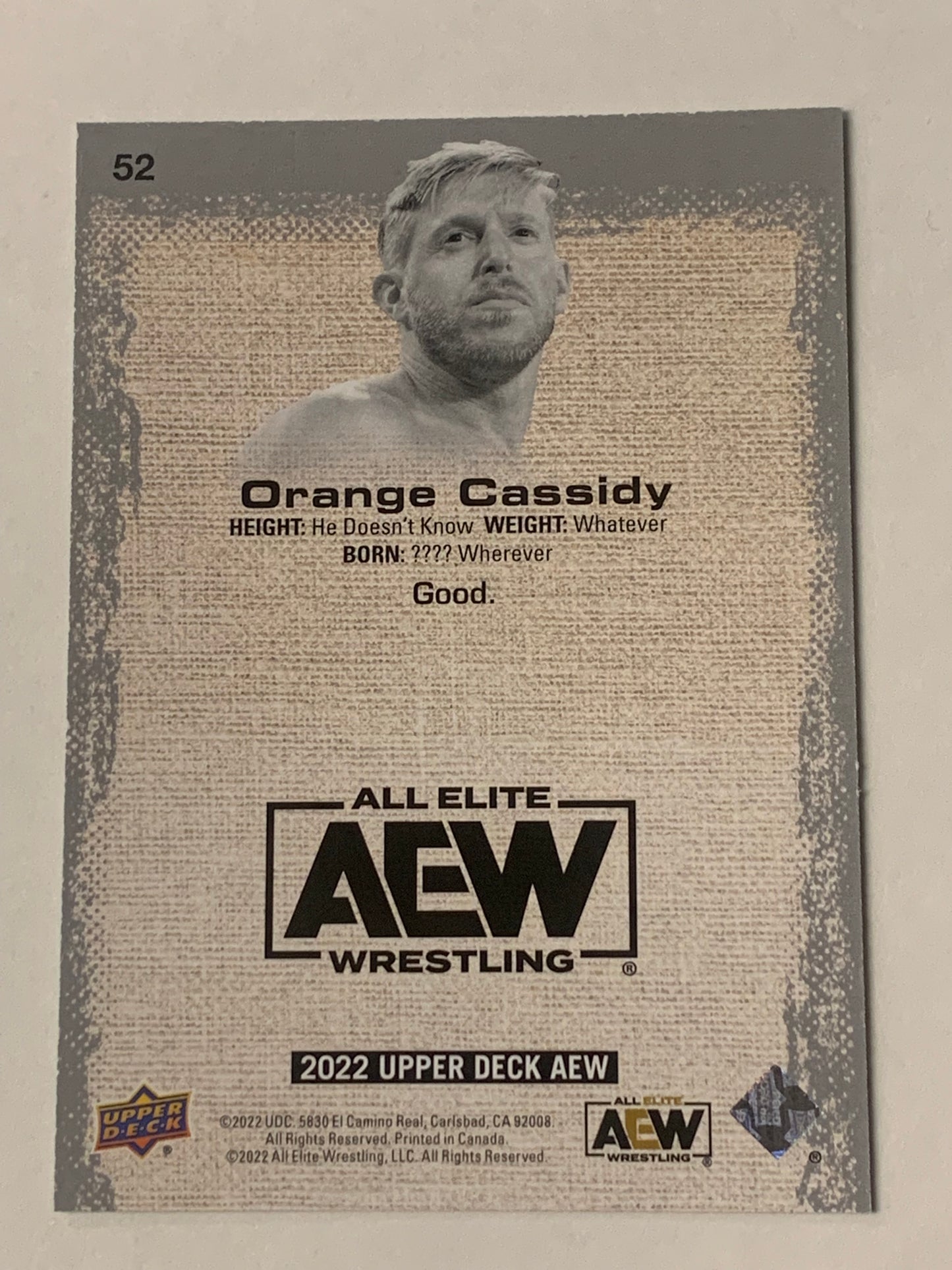 Orange Cassidy 2022 AEW UD Upper Deck Pyro Green Parallel Insert Card #/399