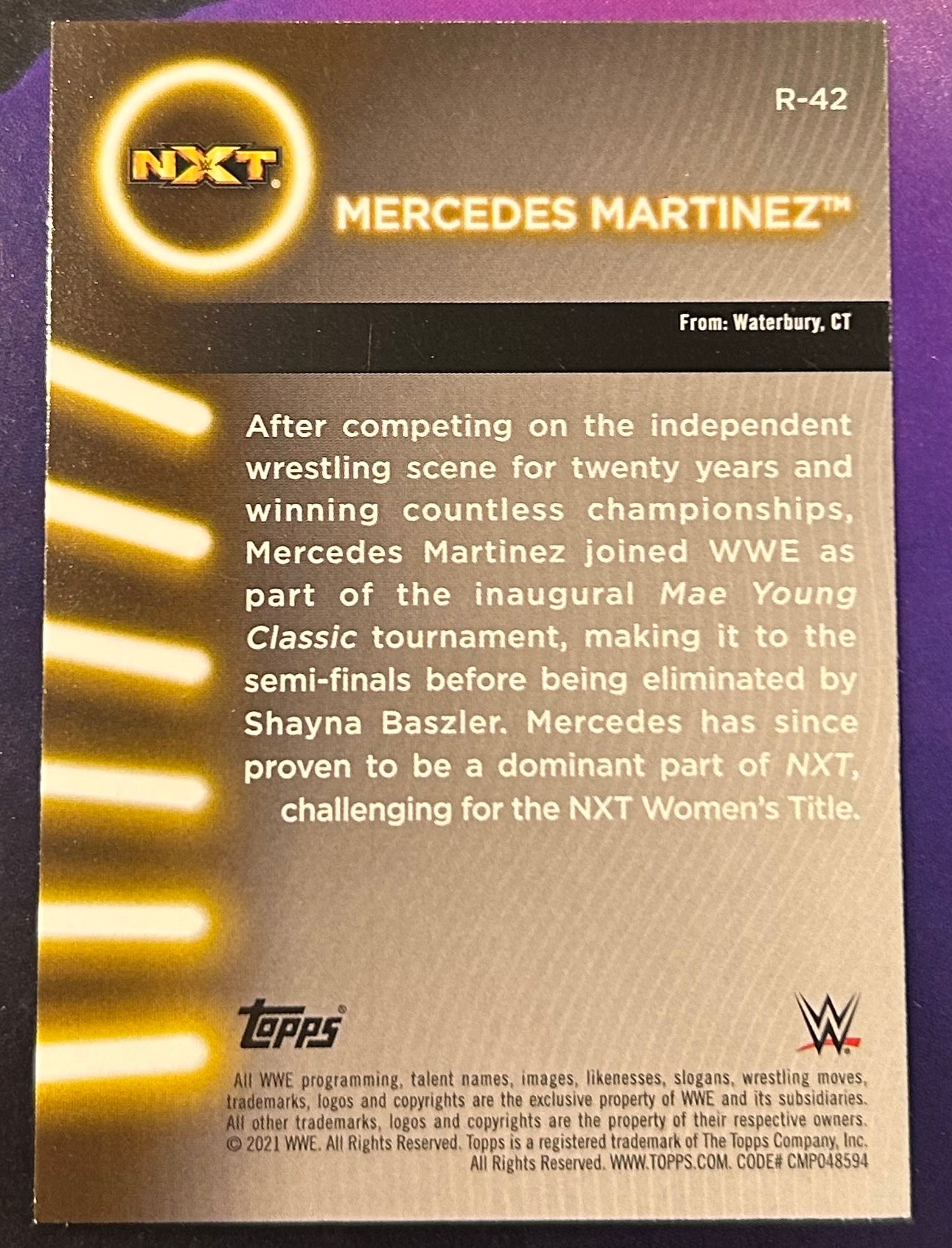 * Mercedes Martinez 2021 WWE NXT Topps Women’s Division Card