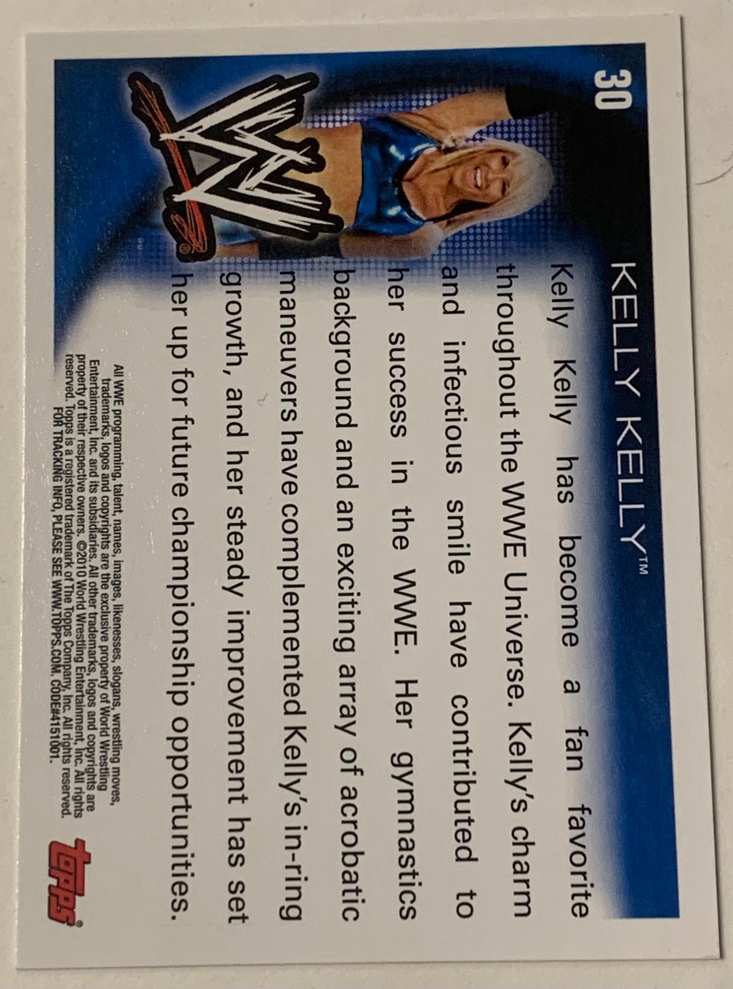 Kelly Kelly 2010 WWE SIGNED Topps Card (Comes w/COA)