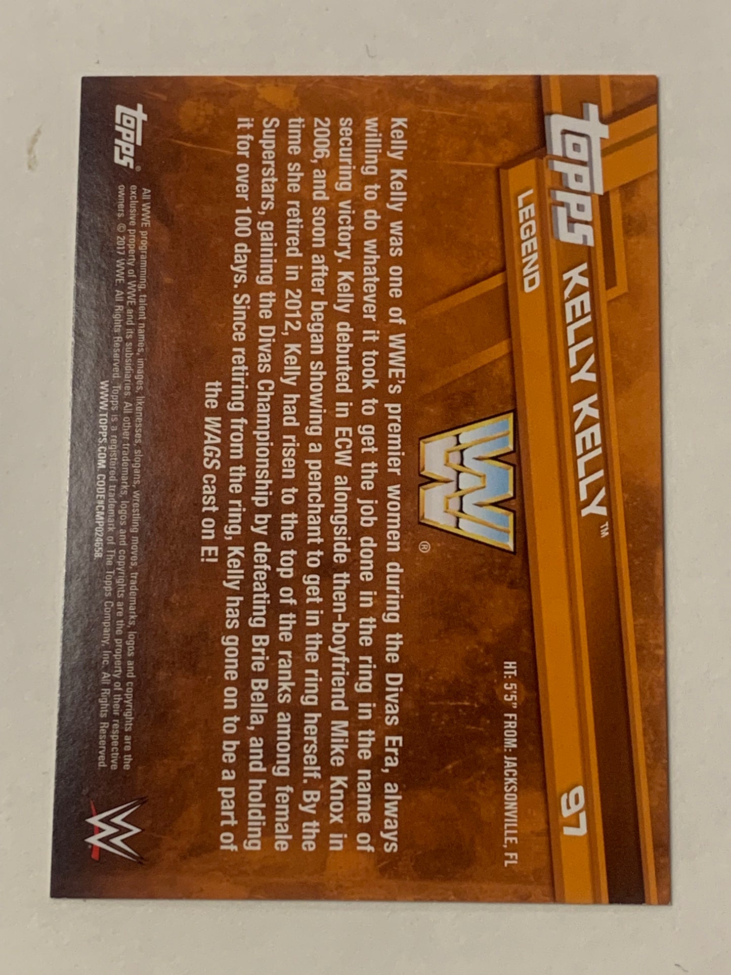 Kelly Kelly 2017 WWE SIGNED Topps Card (Comes w/COA)