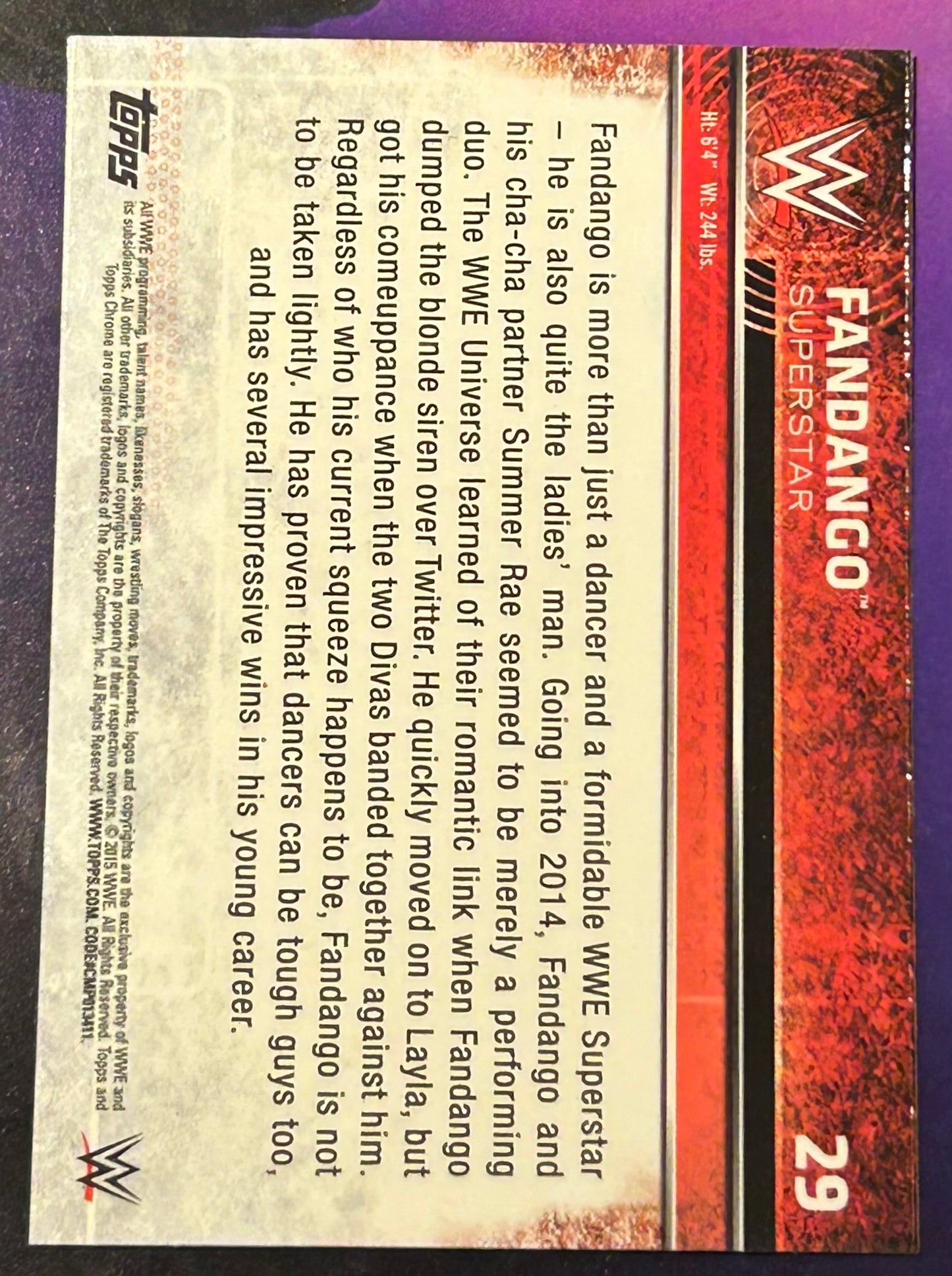 * Fandango 2015 WWE Topps Chrome Refractor Card