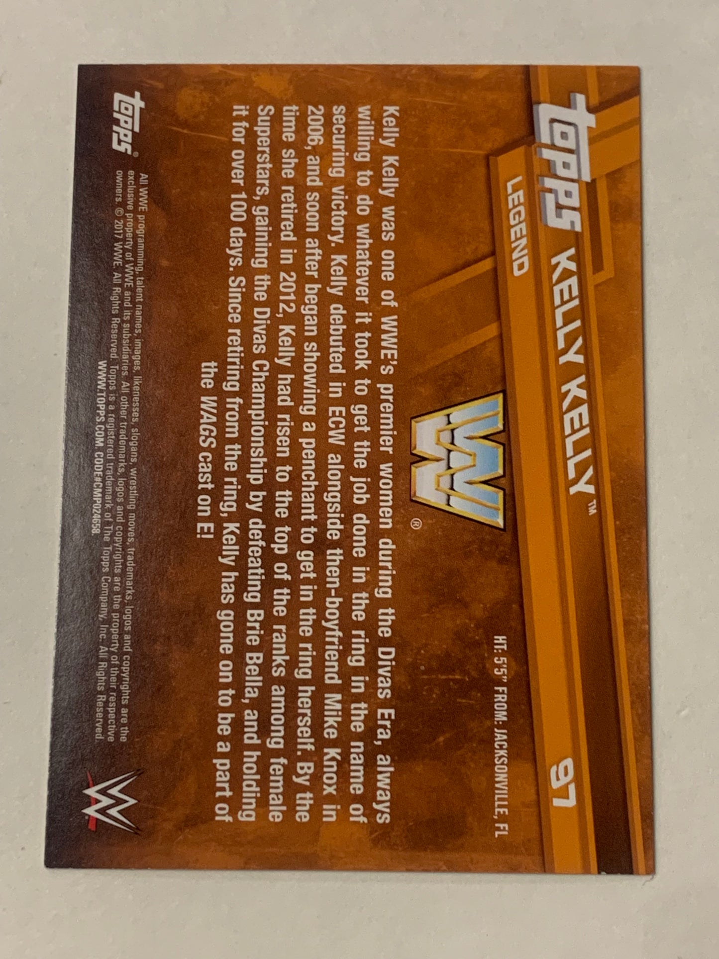 Kelly Kelly 2017 WWE SIGNED Topps Bronze Parallel Card COA