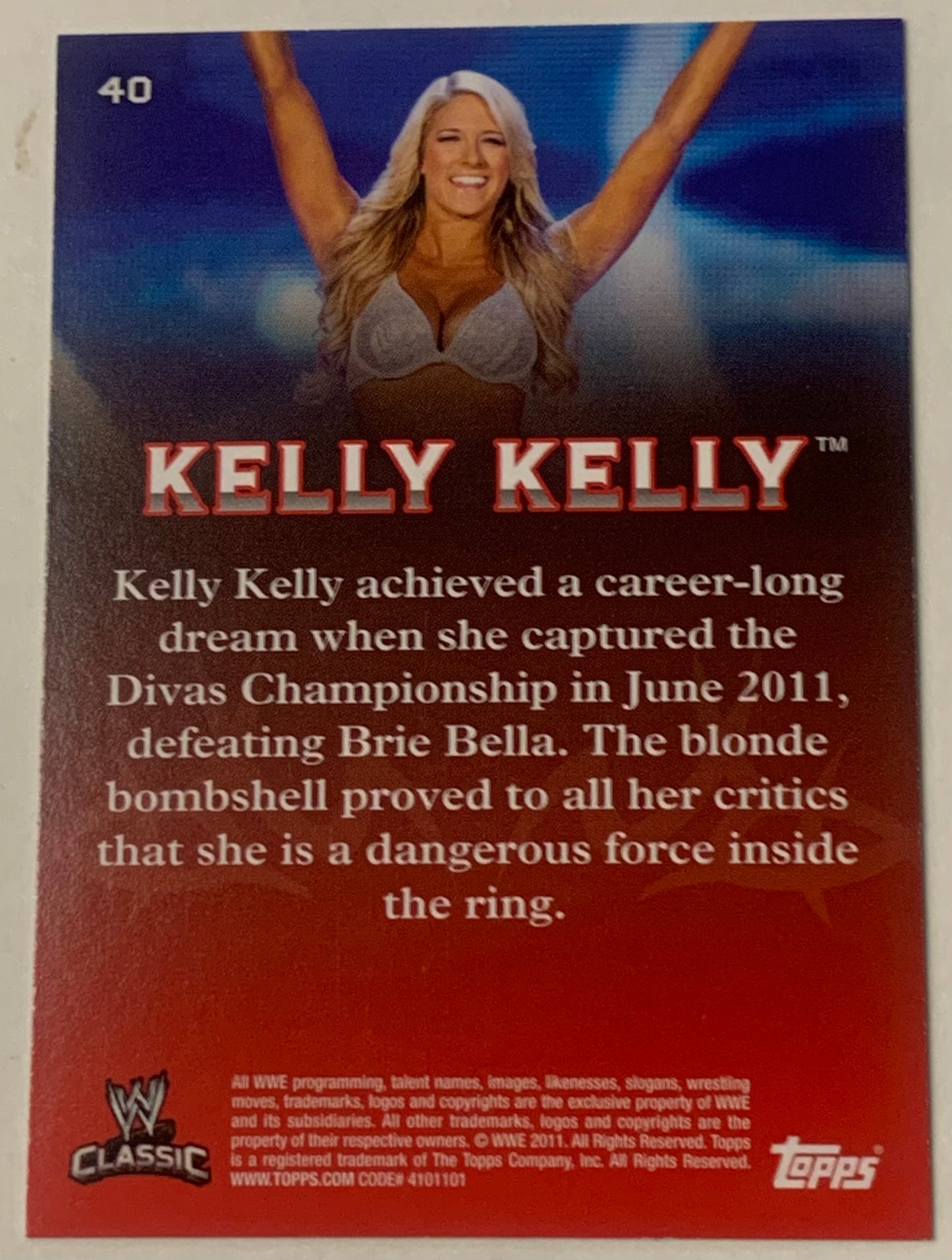 Kelly Kelly 2011 WWE SIGNED Topps Classic Card COA