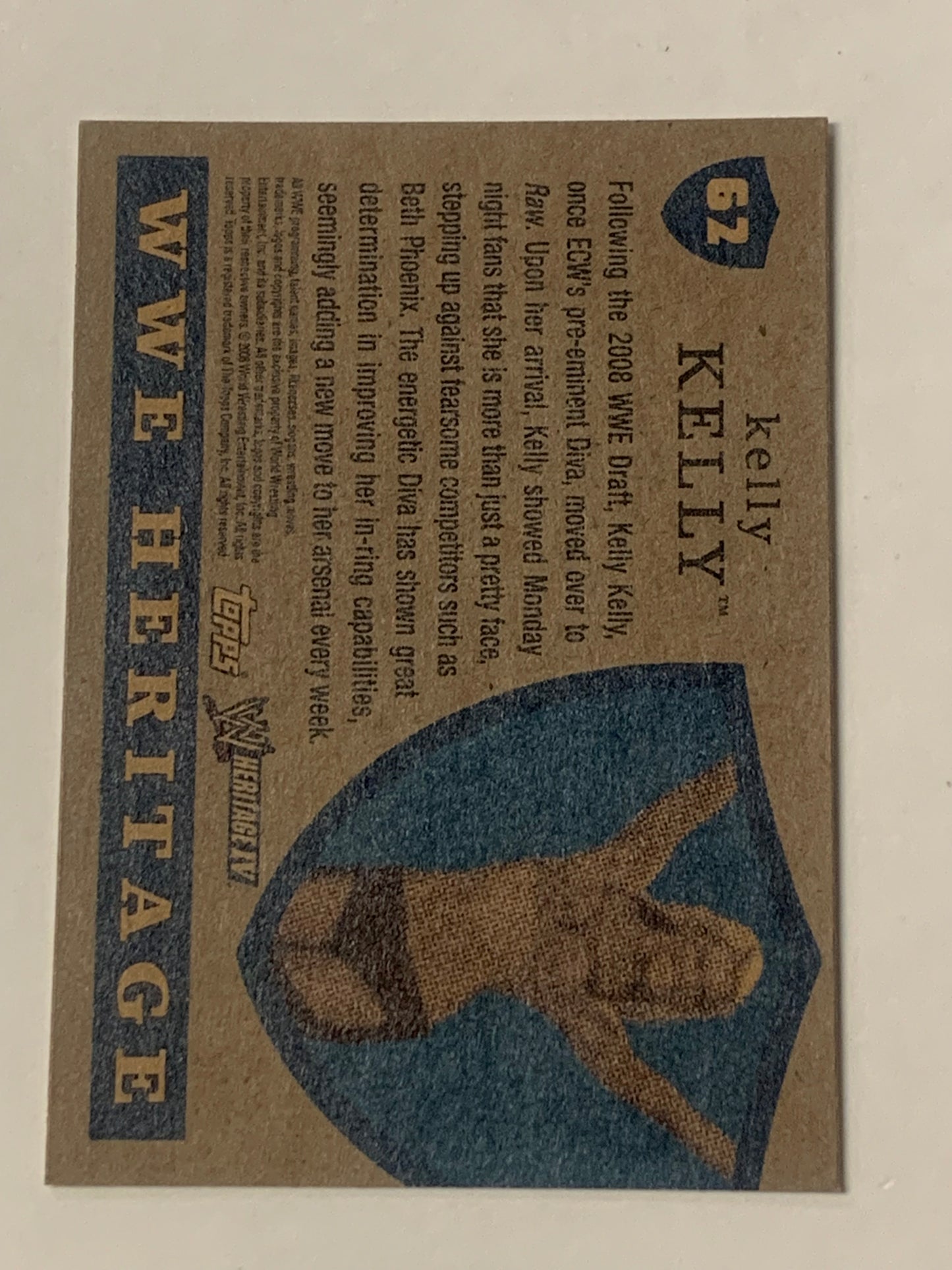 Kelly Kelly 2008 WWE SIGNED Topps Heritage Card (Comes w/COA)