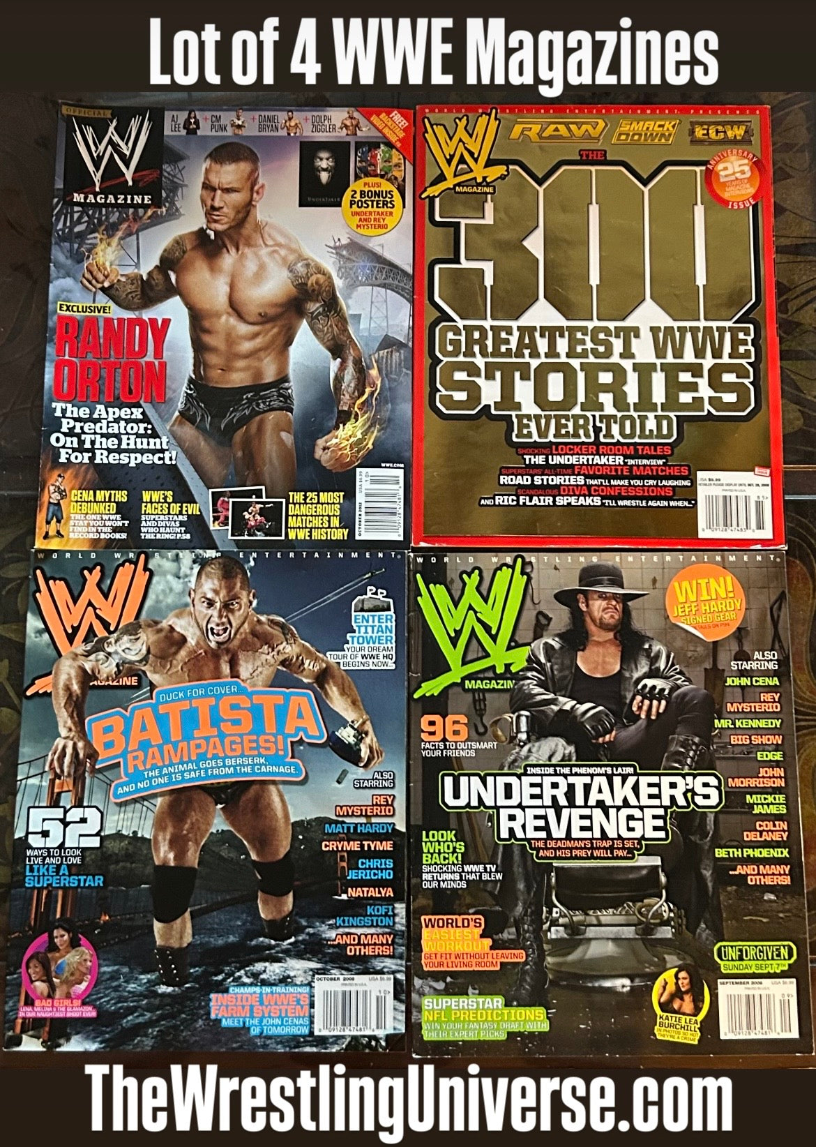 * Lot of (4) WWE Magazines (No Posters Inside)
