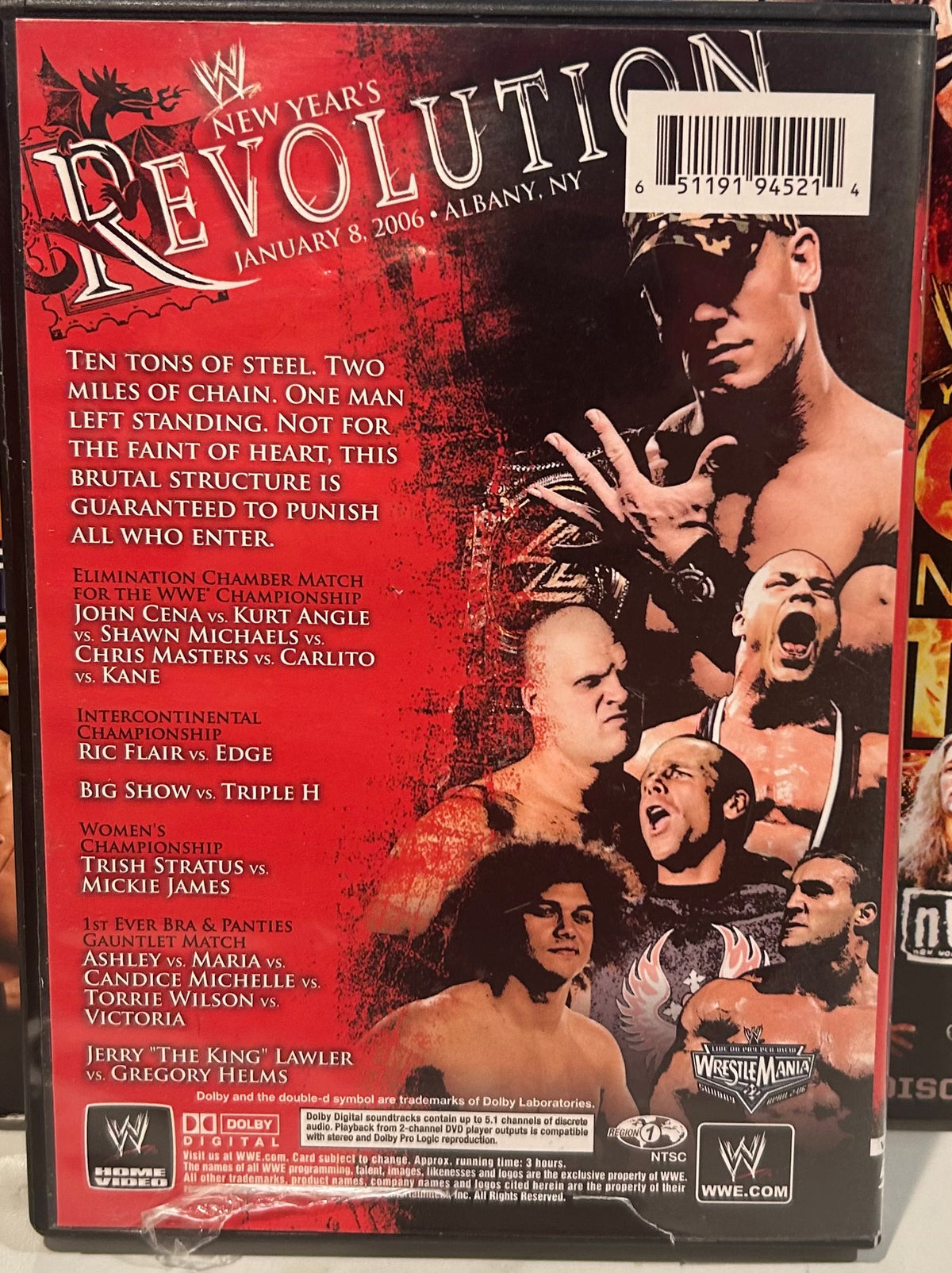 + WWE DVD “New Years Revolution, The Elimination Chamber “ (Cena, Flair, Edge & so much more)