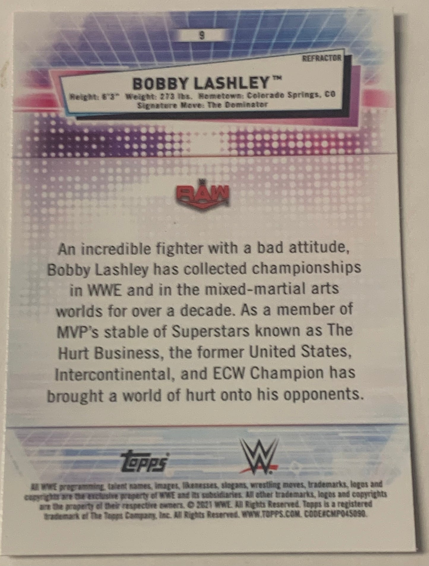 Bobby Lashley 2021 WWE Topps Chrome REFRACTOR