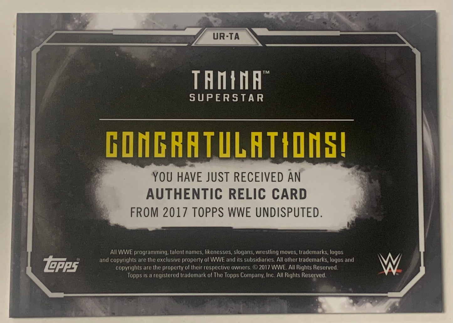 Tamina Snuka 2017 WWE Topps Undisputed Authentic Relic Card #/199