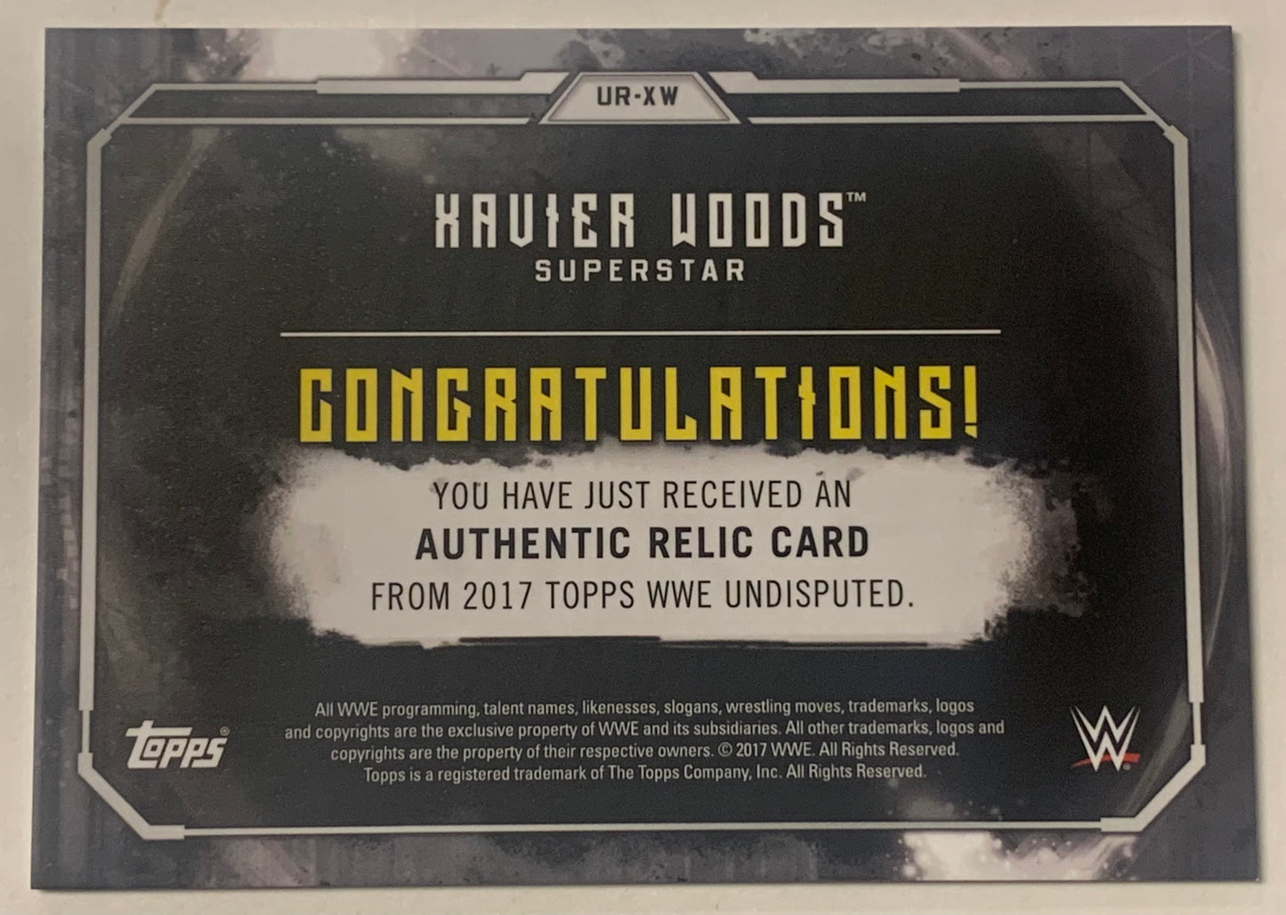 Xavier Woods 2017 WWE Topps Undisputed Authentic 2 Color Relic Card #125/199 (Only 199 Made)!!!
