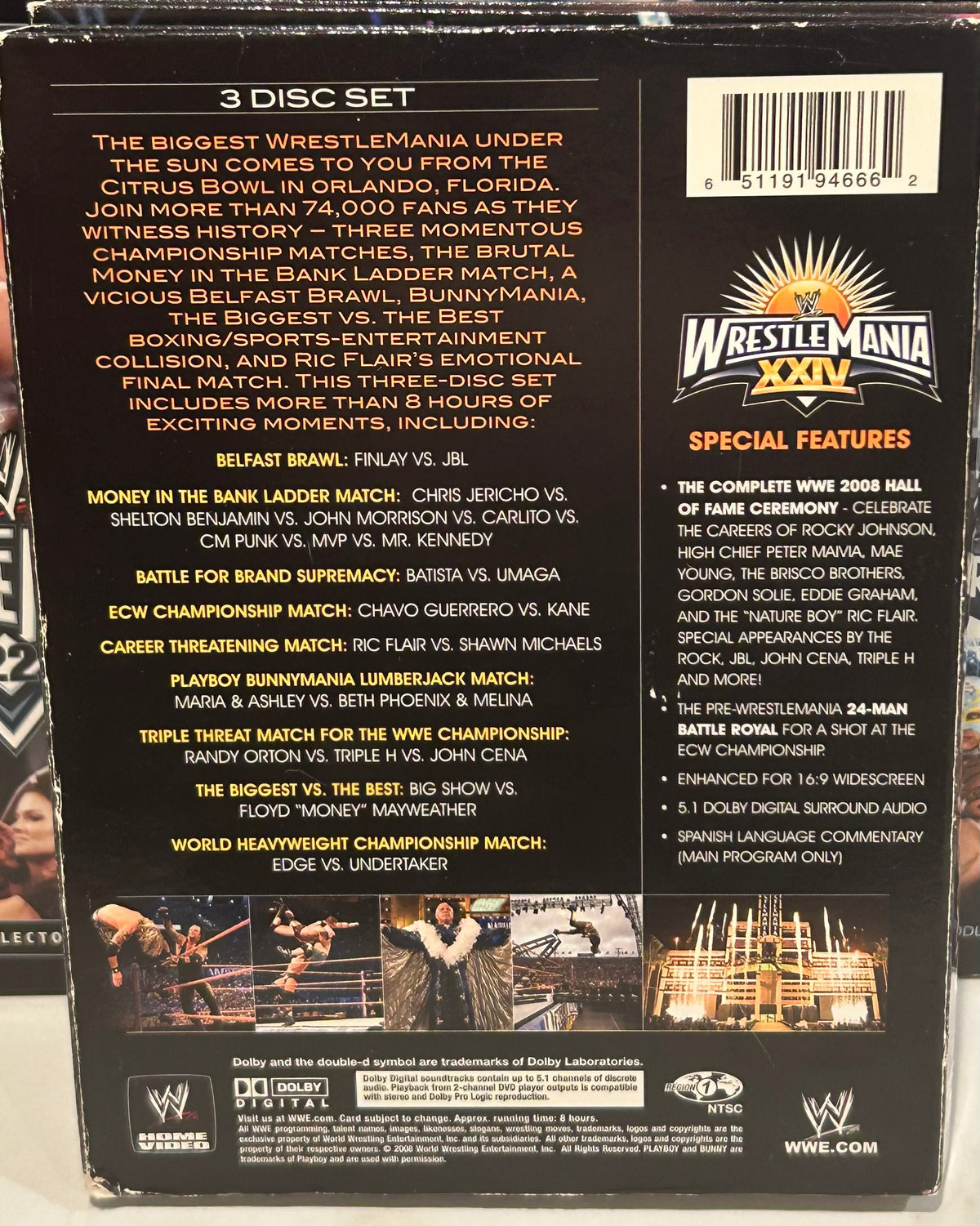 + WWE DVD “Wrestlemania 24 (3-Disc Set includes Hall of Fame Ceremony)