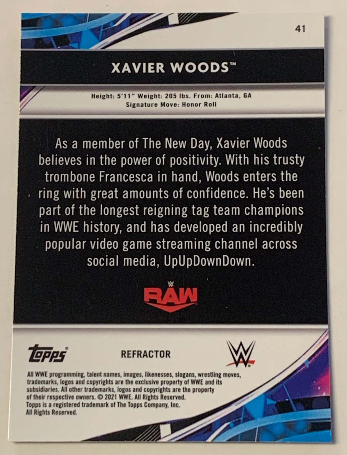 Xavier Woods 2021 WWE Topps Finest REFRACTOR Card!!!