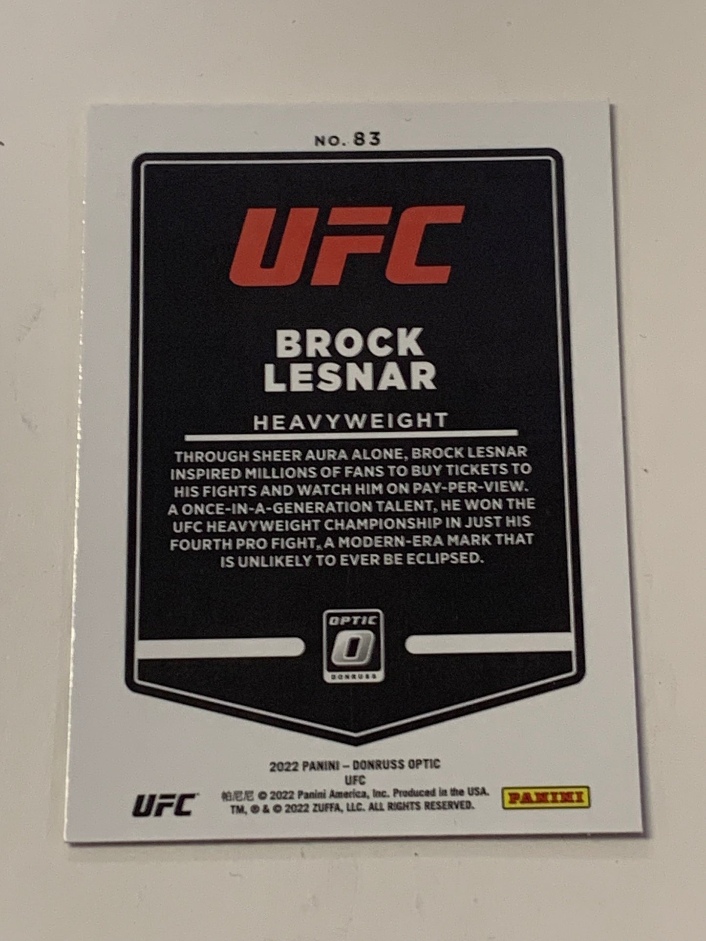 Brock Lesnar 2022 UFC Donruss Optics Card
