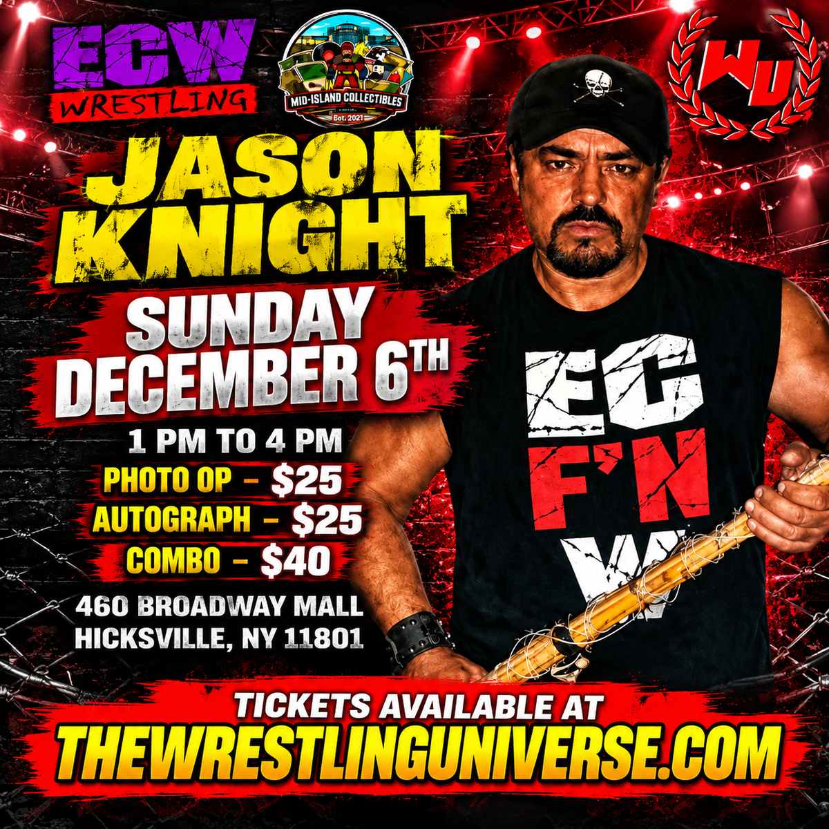 Meet & Greet with Jason Knight ECW DAY @ Broadway Mall Hicksville September 27th from 1-4pm
