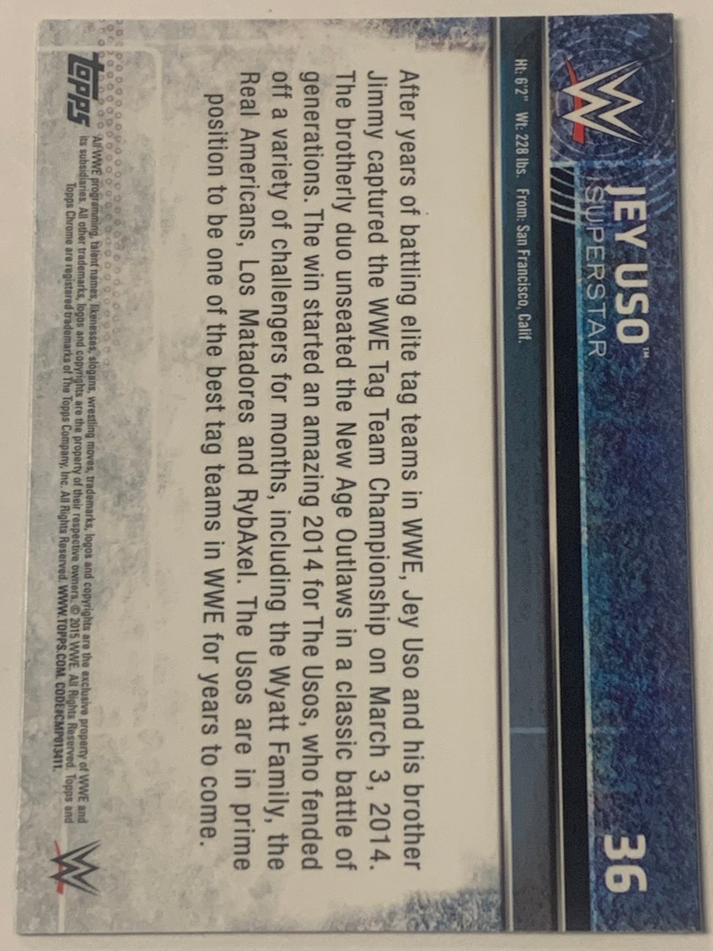 Jey Uso 2015 WWE Topps Chrome Card!!!