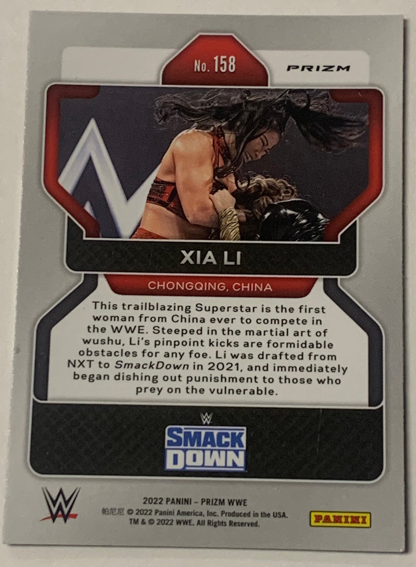 Xia Li 2022 WWE Panini Prizm “Red, White & Blue” Refractor Card