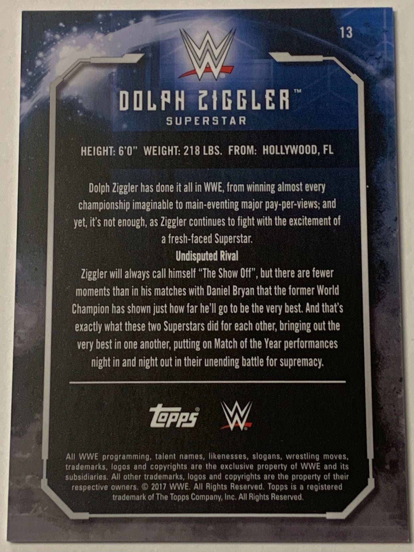 Dolph Ziggler 2017 WWE Topps Undisputed Card