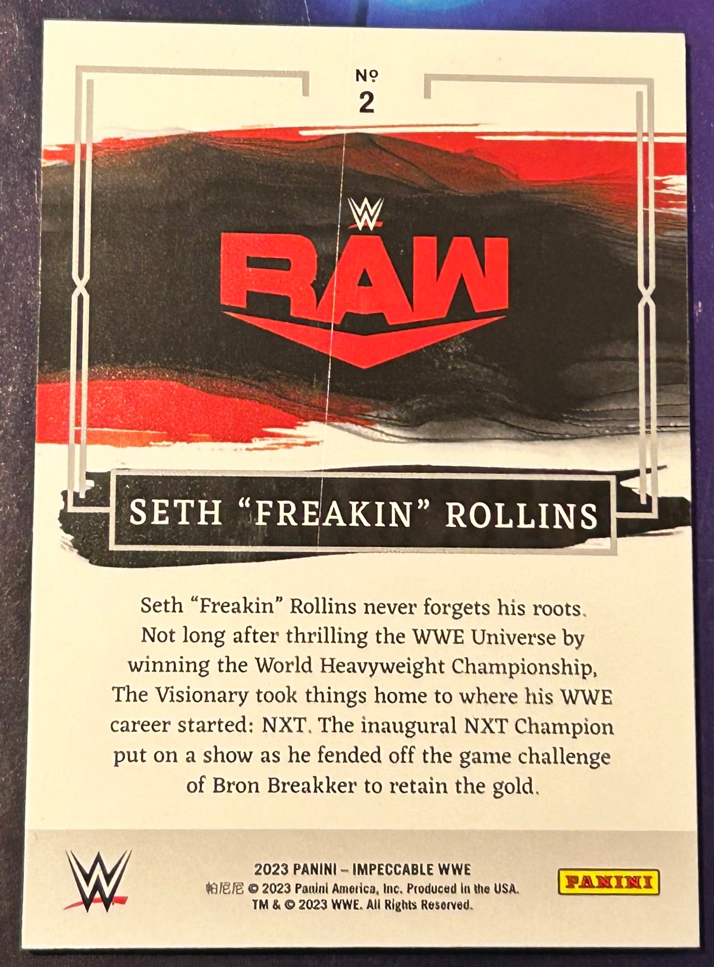 * Seth Rollins 2023 WWE Impeccable Silver Holo Card #16/25