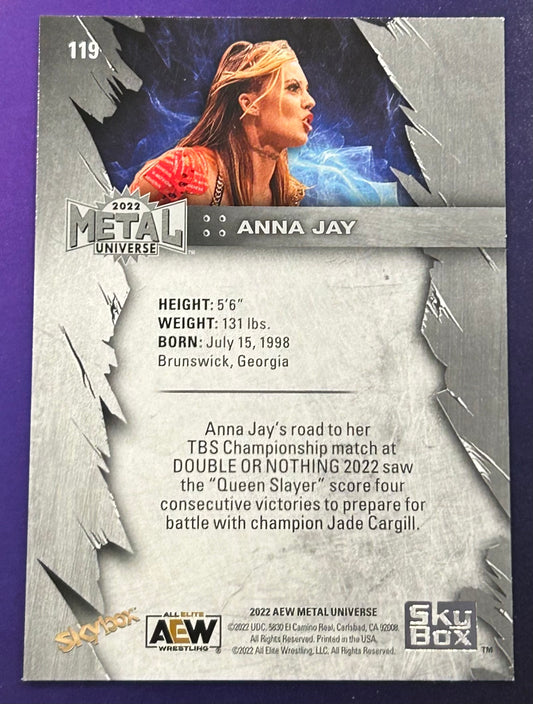 * Anna Jay 2022 AEW Skybox Metal Universe BLUE Parallel Card