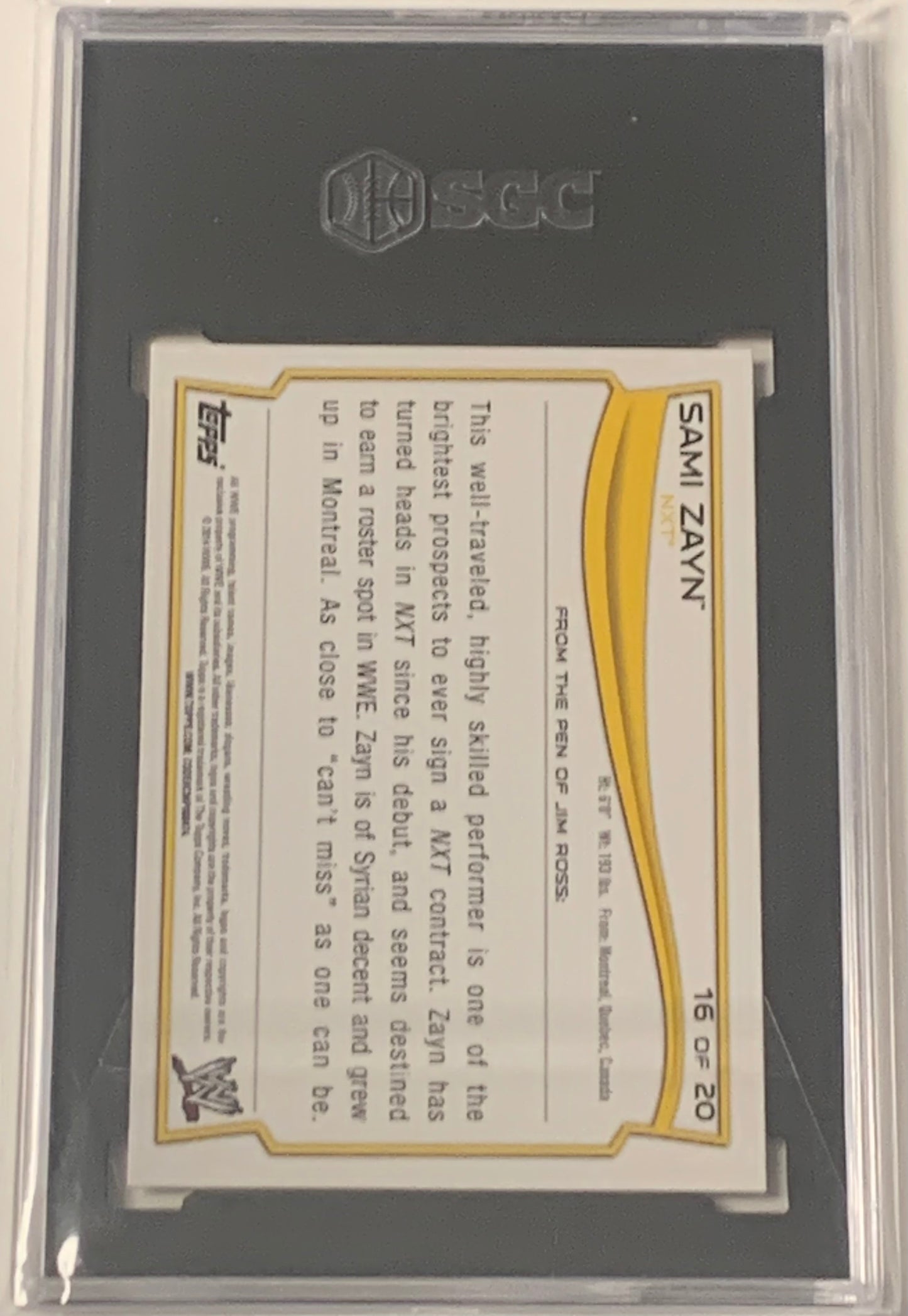 Sami Zayn 2014 WWE NXT Topps ROOKIE Card Graded SGC 8.5