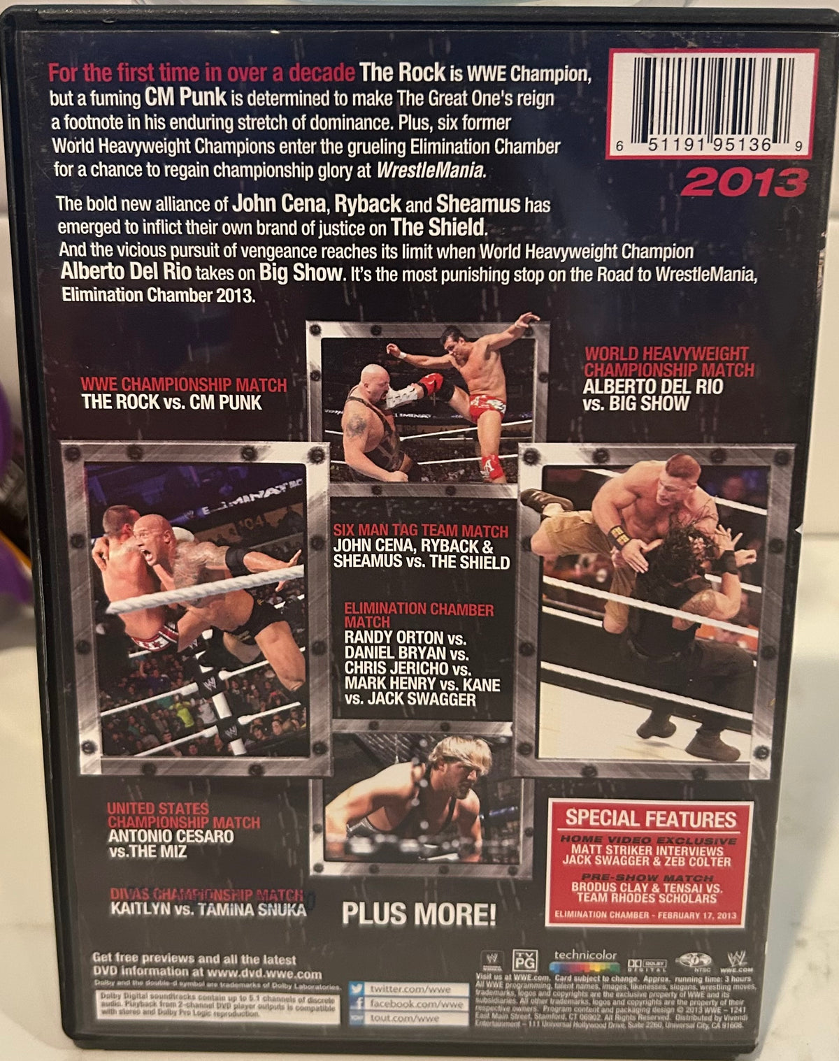 + WWE DVD “Elimination Chamber 2013” (Punk, Rock, Cena, SHIELD & so much more)