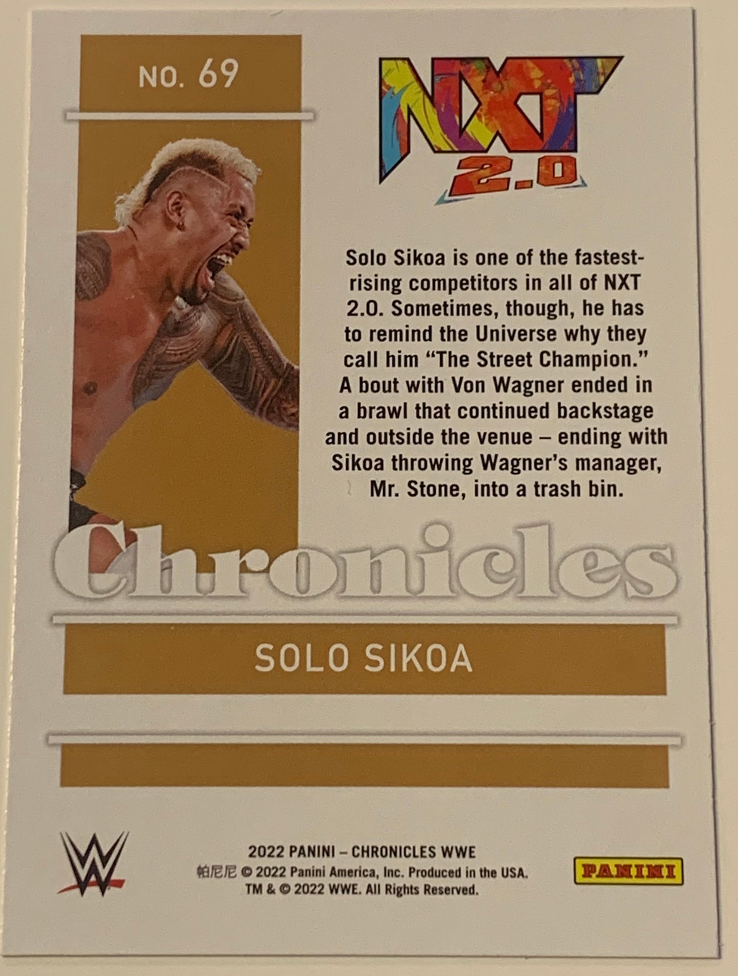 Solo Sikoa 2022 WWE NXT Panini Chronicles ROOKIE Card (The Bloodline)