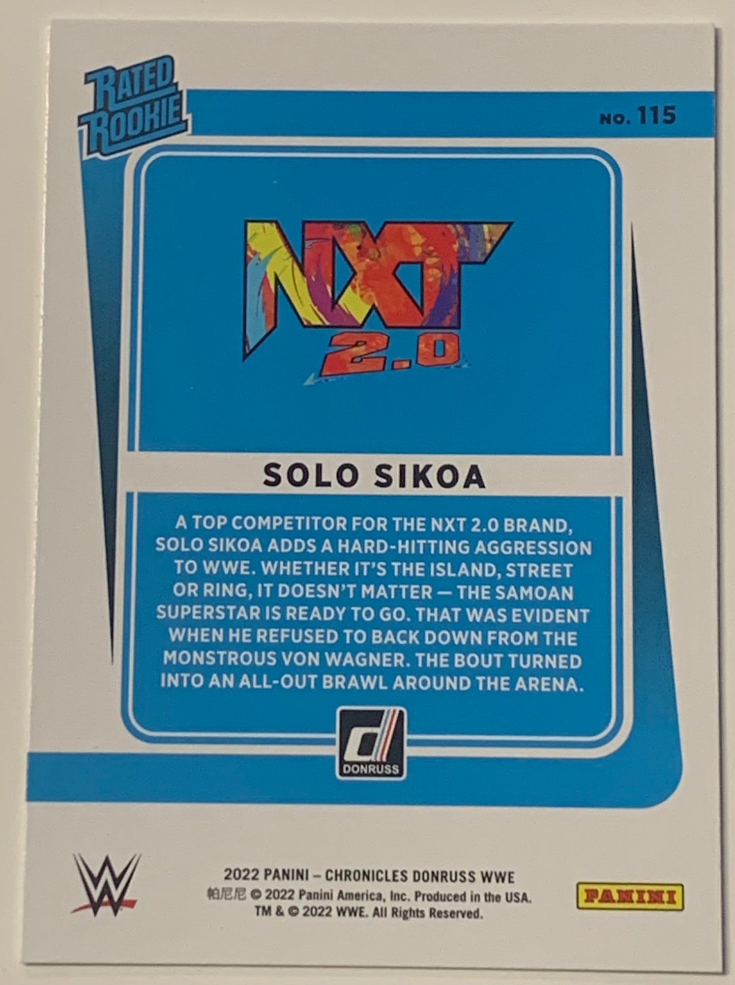 Solo Sikoa 2022 WWE NXT Panini Chronicles Donruss ROOKIE Card (The Bloodline)