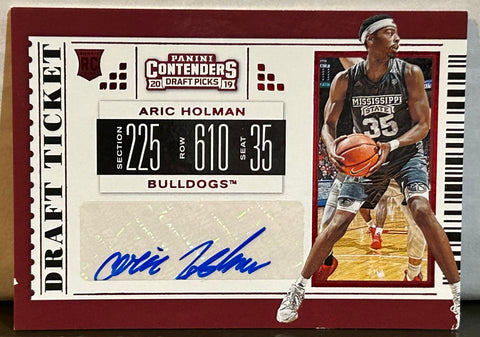 Aric Holman 2019 Panini Contenders Draft Picks Auto Rookie Card