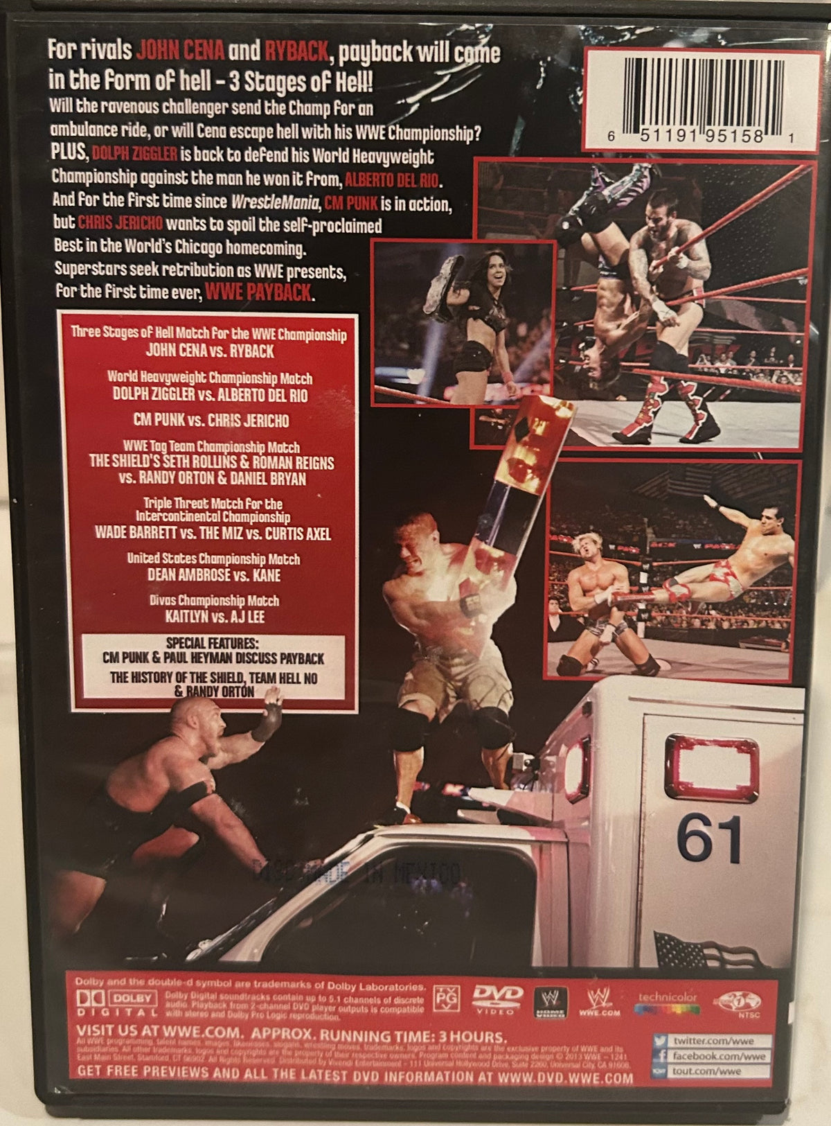 + WWE DVD “Payback 2013” (Cena, CM Punk, Ryback, Jericho & so much more)
