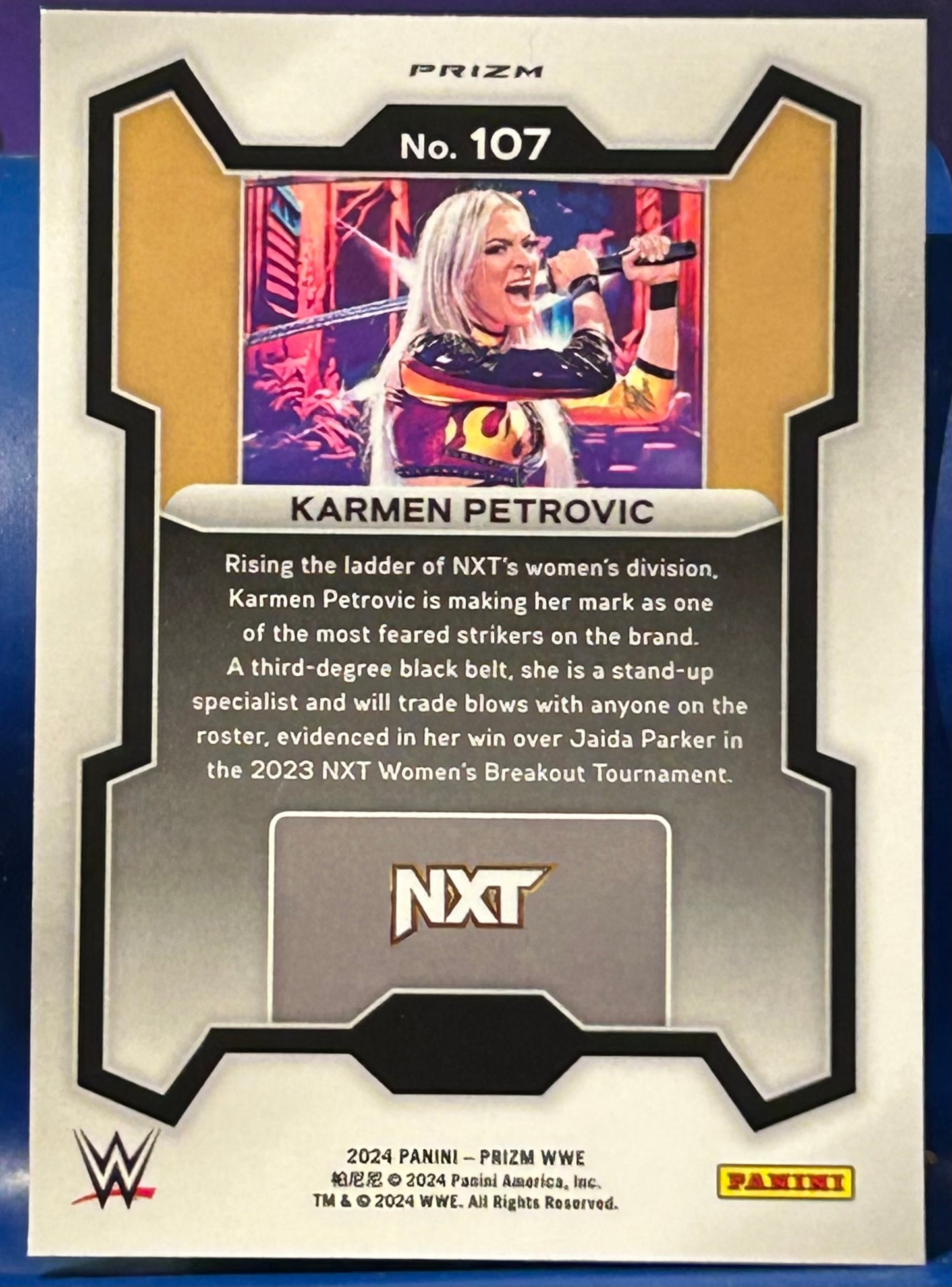 * Karmen Petrovic 2024 WWE NXT Prizm DISCO Parallel ROOKIE Card