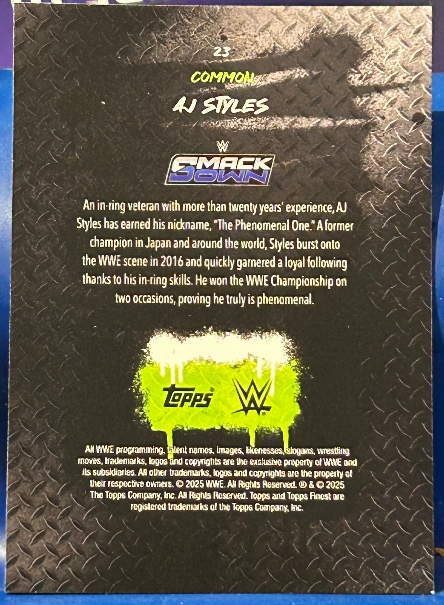 * AJ Styles 2025 WWE Topps Finest Card