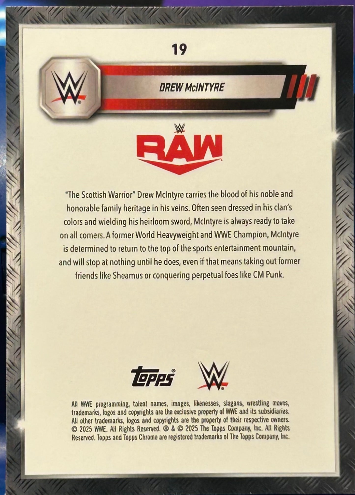 * Drew McIntyre 2025 WWE Topps Chrome Card