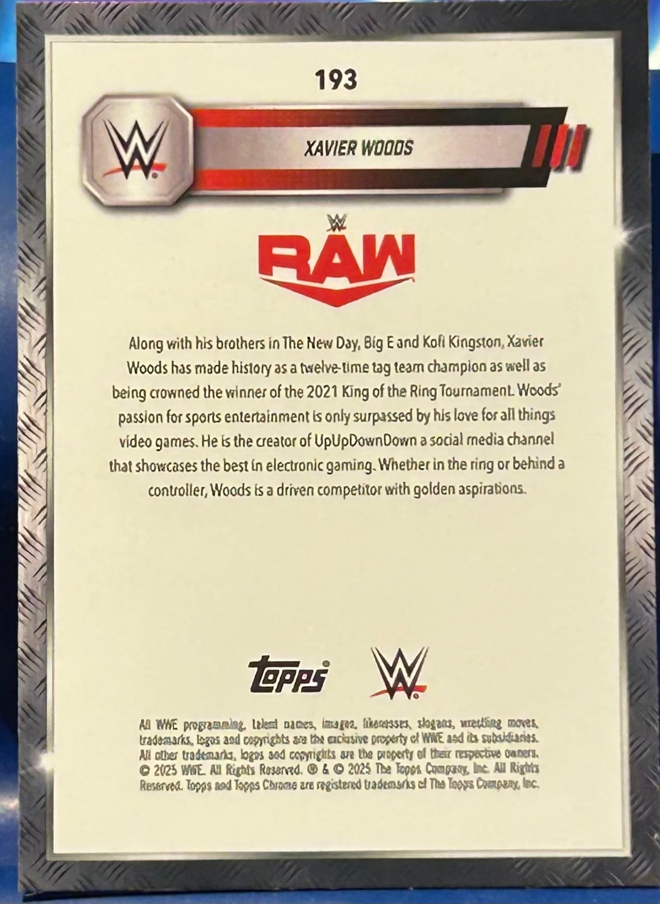 * Xavier Woods 2025 WWE Topps Chrome Card