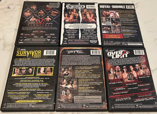 + WWE DVD Lot of 6 DVD’s (Survivor Series, Rumble, Vengeance etc)